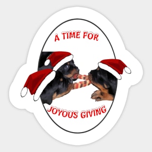 A Time Of Joyous Giving Rottweiler Holiday Greetings Sticker